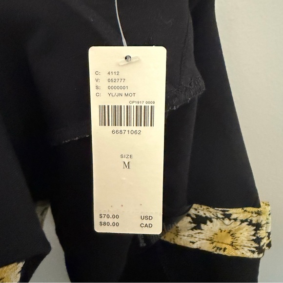 Maeve Anthropologie Floral Button Side Top Yellow & Black - Picture 7 of 7